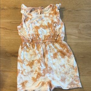 Burt's Bees Orange and Cream Jumpsuit with Elastic Waistband